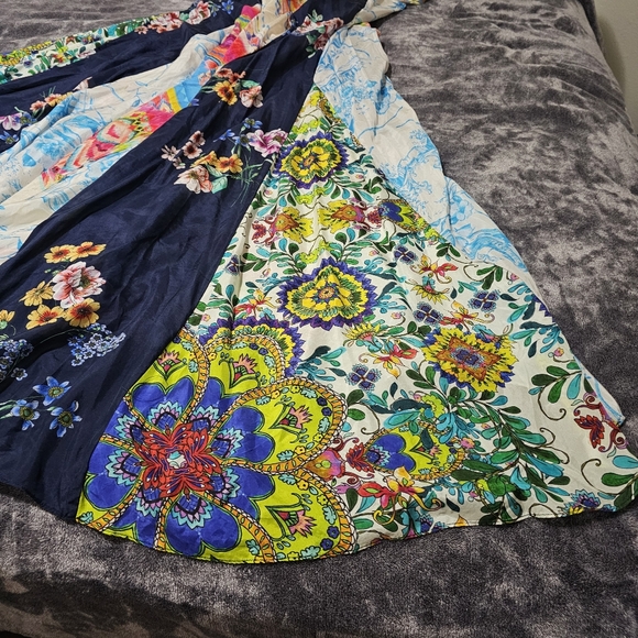 Johnny Was Silk Boho Maxi Dress Buttondown Sleeveless Multi Print Rare Medium - Picture 13 of 17